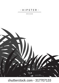 Exotic background with gray palm leaves for design in hipster style. 