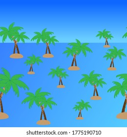 Exotic background with ocean and palms.