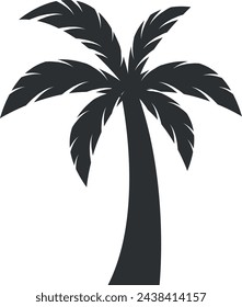 Exotic beach palm black icon. Jungle tree