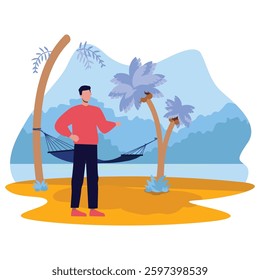 Exotic beach Vector illustration Vector Illustration Which can easily modify or edit

