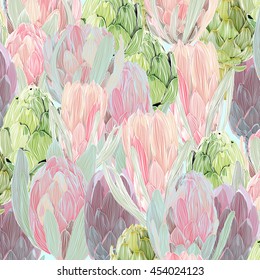 Exotic, beautiful, bright, rich, vector texture of Proteus. flower pattern