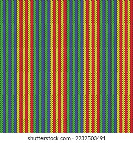An exotic beautiful yarn-like pattern with alternating colors consisting of green, blue, yellow, red and a dark yellow background.