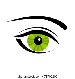 Exotic beauty - green mysterious eye. Vector illustration