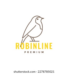 exotic bird beauty american robin line art simple modern logo design vector