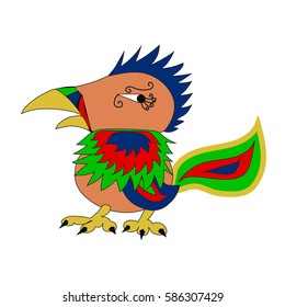 Exotic bird with bright colors. Vector