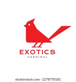 exotic bird cardinal red modern shape clean logo design vector