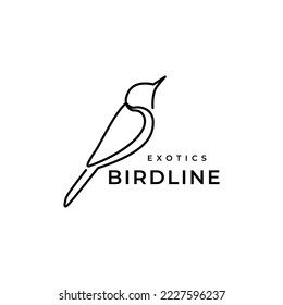 exotic bird continuous line minimalist logo design vector