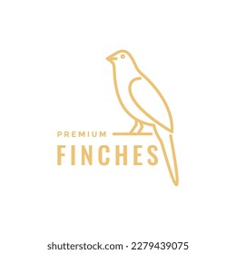 exotic bird finches long tail beauty modern line logo design vector