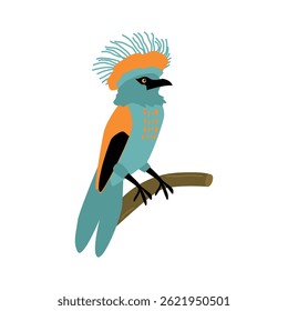 Exotic bird isolated on white background. Vector illustration