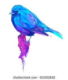 The  exotic bird isolated on white background. Retro design graphic element. This is illustration ideal for a mascot and tattoo or T-shirt graphic. Stock illustration