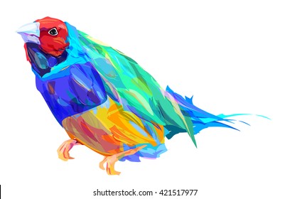 The  exotic bird isolated on white background. Retro design graphic element. This is illustration ideal for a mascot and tattoo or T-shirt graphic. Stock illustration