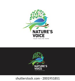 Exotic Bird with Leaf Branches logo