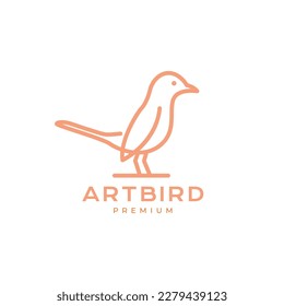 exotic bird magpie singer forest loud beauty modern line logo design vector