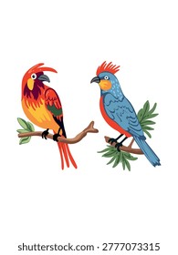 exotic bird pair with bright plumage