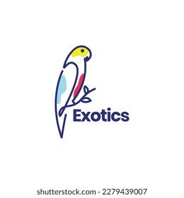 exotic bird parakeet line art modern abstract colorful logo design vector