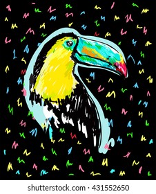 exotic bird vector illustration, cute bird, toucan vector illustration