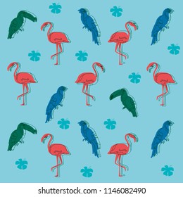 Exotic birds pattern background