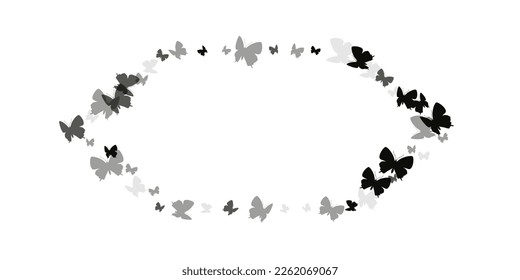 Exóticas mariposas negras volando ilustración vectorial. Insectos vívidos de primavera. Papel tapiz de mariposas salvajes volando niños. Las polillas de las alas sensibles patten. Seres naturales.