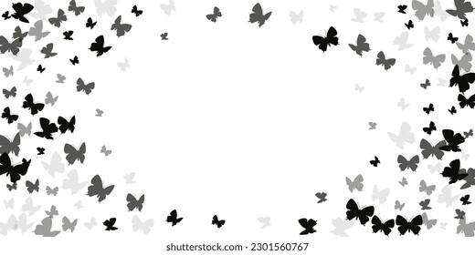 Exotic black butterflies isolated vector background. Summer vivid moths. Wild butterflies isolated kids illustration. Sensitive wings insects patten. Tropical creatures.