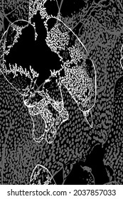 Exótico negro transparente abstracto vectorial de fondo texturado con efecto grunge de gráficos manchados. Telas, ropa de cama, tela, papel pintado, panel de pared, afiche, banner web.