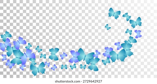 Mariposas azules exóticas volando Fondo de pantalla de Vector. Verano lindas polillas. Fondo de fantasía de vuelo de mariposas detalladas. Diseño gráfico de insectos de alas delicadas. Seres frágiles.