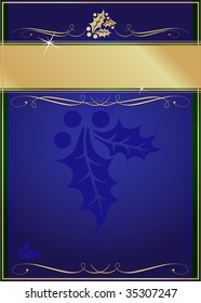 Exotic Blue and Green Holly and Flourish Adorned Christmas Card or Tag. See my color and design variations on this theme.