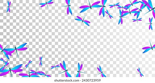 Exotic blue purple dragonfly cartoon vector wallpaper. Summer vivid insects. Detailed dragonfly cartoon children background. Sensitive wings damselflies graphic design. Tropical creatures