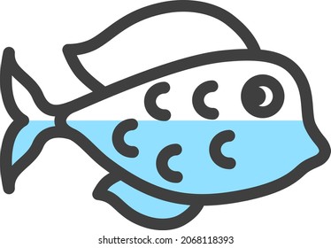 Exotic blue sea fish, illustration, vector, on a white background.