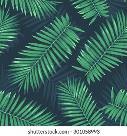 Exotic branches dark seamless pattern. Vector background.