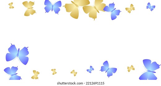 Exotic bright butterflies flying vector background. Spring vivid moths. Wild butterflies flying fantasy illustration. Gentle wings insects patten. Fragile creatures.