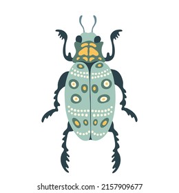 Exotic bug, beetle icon. Insect bug in flat cartoon style isolated on white background. Vector Illustration for print, nursery, apparel, cards.