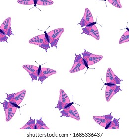 Exotic butterflies adorable seamless pattern. Fabric print with flying insect. Tropical butterflies vector illustration. Summer girlish fashion seamless pattern. Spring fantasy design. 