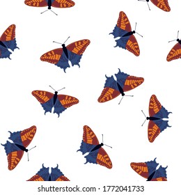 Exotic butterflies cartoon seamless pattern. Fabric print with flying insect. Tropical butterflies vector illustration. Summer baby fashion seamless pattern. Holiday design. 
