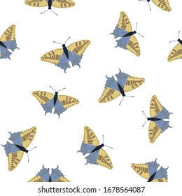 Exotic butterflies modern seamless pattern. Textile print with flying insect. Tropical butterflies vector background. Summer girly fashion seamless pattern. Holiday design. 