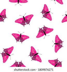 Exotic butterflies modern seamless pattern. Textile print with flying insect. Tropical butterflies vector background. Summer girly fashion seamless pattern. Spring fantasy design. 