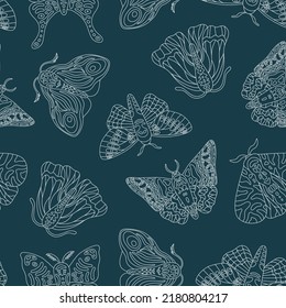 Exotic butterflies, moth summer vector seamless pattern. Tropical flying insects flat cartoon vector texture. Hand drawn cute design for fabric, print, poster, wallpaper.
