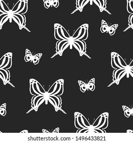 Exotic butterflies seamless pattern. Vector isolated illustration of gorgeous butterfly texture for wrapping paper or wedding decoration. 