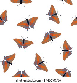 Exotic butterflies simple seamless pattern. Fabric print with flying insect. Tropical butterflies vector background. Summer baby fashion seamless pattern. Holiday design. 