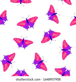 Exotic butterflies sweet seamless pattern. Textile print with flying insect. Tropical butterflies vector illustration. Summer kids fashion seamless pattern. Holiday design. 