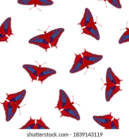 Exotic butterflies sweet seamless pattern. Textile print with flying insect. Tropical butterflies vector illustration. Summer girlish fashion seamless pattern. Holiday design. 