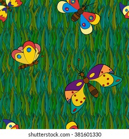 Exotic butterfly abstract seamless patterns, EPS8 - vector graphics.