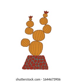 Cactus exóticos en la cacerola de impresión de arcilla ilustraciones vectoriales aisladas