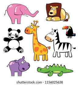 exotic cartoon animals vector