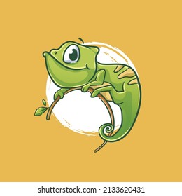 Exótico camaleón de mascota animal de la mascota del vector logo de la mascota de camaleón silvestre diseño de la mascota del reptil, camiseta de diseño del emblema. ilustración vectorial