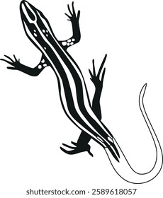 Exotic chameleon black-and-white vector illustration