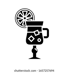 Exotic cocktail black icon, concept illustration, vector flat symbol, glyph sign.