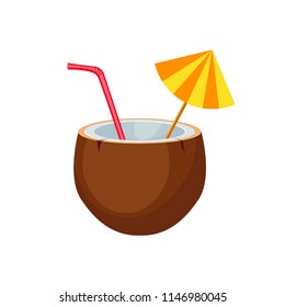 Exotic coconut cocktail. Vector illustration. EPS