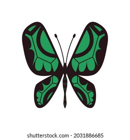 Exotic color butterfly. Hand drawn moth wings or insect. Cartoon tropical animal. Isolated vector icon