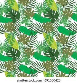 Exotic colorful leaves. Seamless pattern. Vector background.