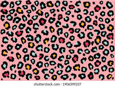 exotic colorful leopard design hand drawn,stationary,fashion pattern,seamless,paper,fabric,t shirt,dress,wallpaper,decorative,mug,phone case funny cute pattern for everything